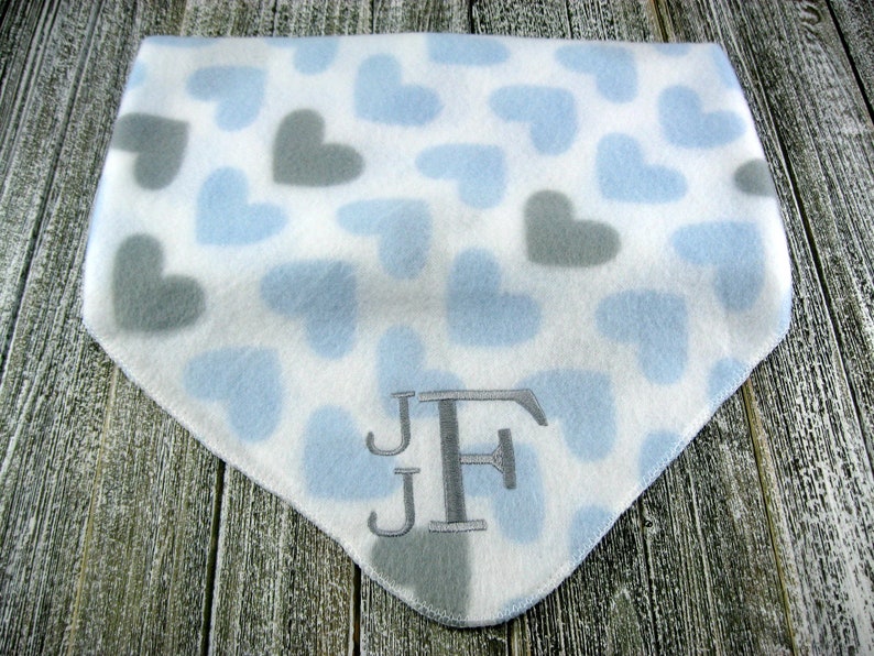 Baby Boy Blanket, Monogrammed Baby Boy Blanket, Custom Baby Blanket, Personalized Fleece Baby Blanket, Blue Heart Baby Boy Fleece Blanket image 1