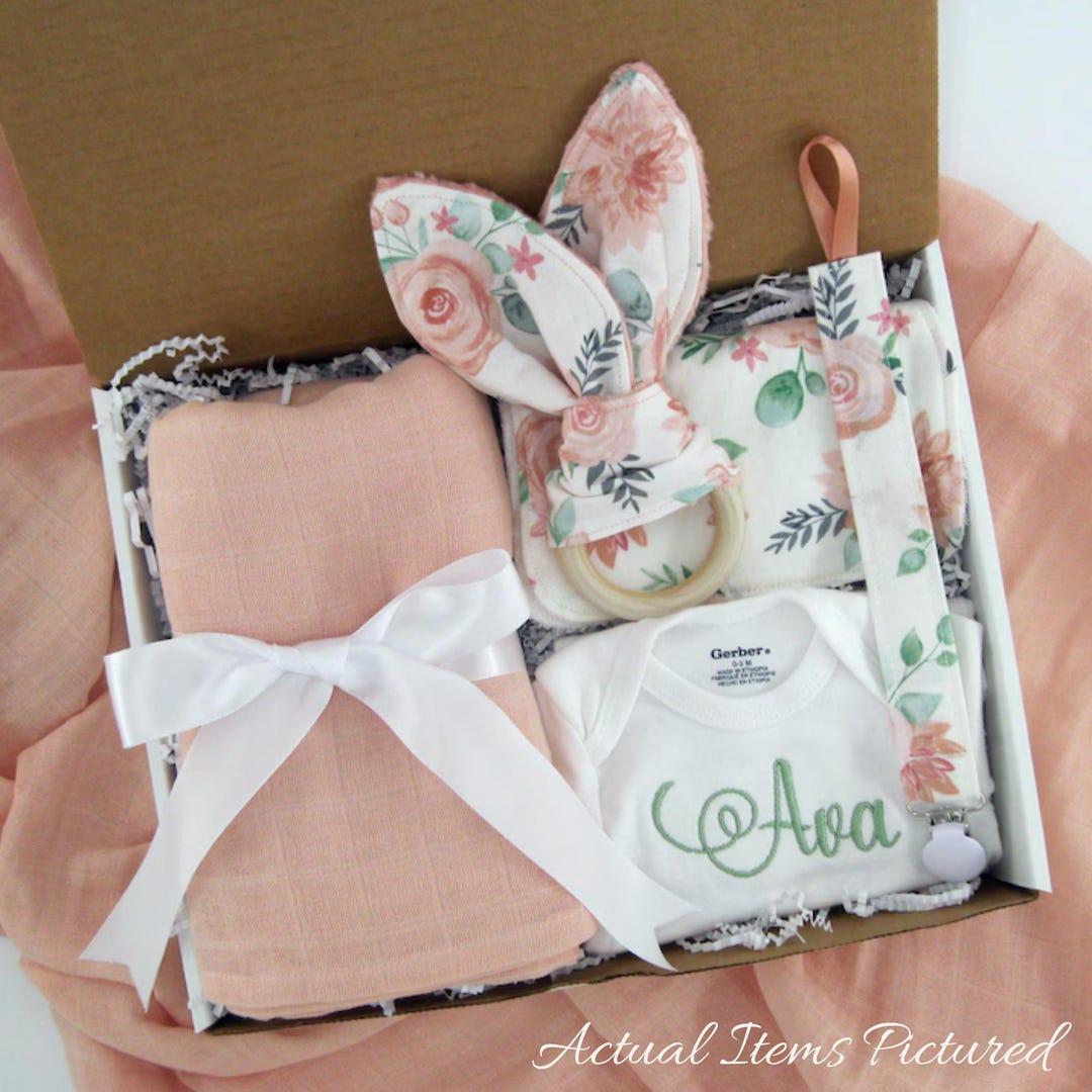 Personalized Baby Girl Gift Box Custom Newborn Gift Set With ...