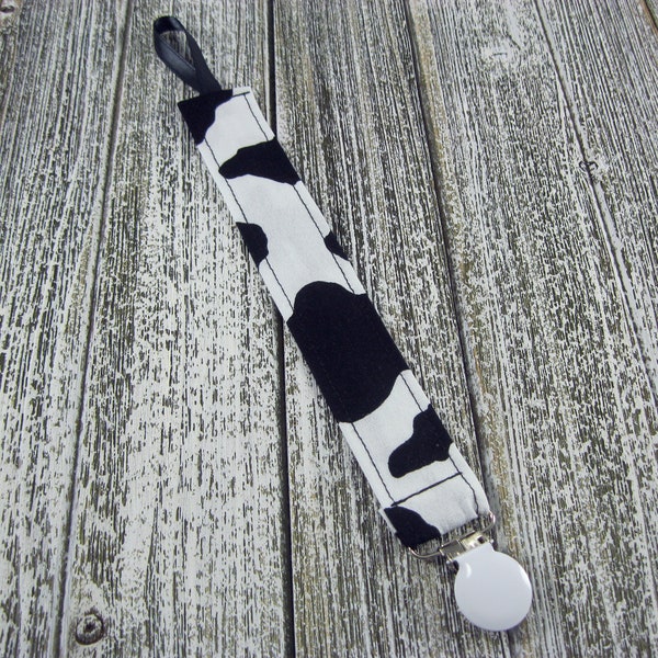 Cow Print Baby Pacifier Clip