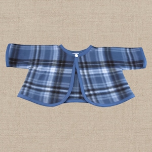 Chaqueta a cuadros azules para bebé de 3 a 6 meses / Abrigo de forro polar para bebé / Chaqueta ligera para niña y niño / Regalo para baby shower con cambio de pañal fácil