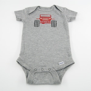 Off Road Baby Bodysuit ATV Baby Boy Outfit Truck Themed Baby Clothes Grey Embroidered Bodysuit Four Wheeler Baby Gift Mud Truck Baby Clothes