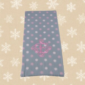 Personalized Gray & Pink Polka Dot Fleece Children’s Scarf – Custom Monogram Winter Scarf, Girl’s Polka Dot Scarf, Kids Cold-Weather Gift