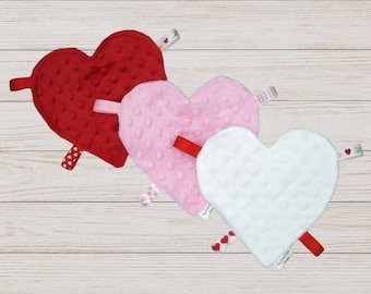 Baby Crinkle Toy Baby Heart Ribbon Baby Heart Toy Newborn Sensory Toy Tummy Time Toy Baby Valentine Satin And Minky Sensory Toy Baby Lovey