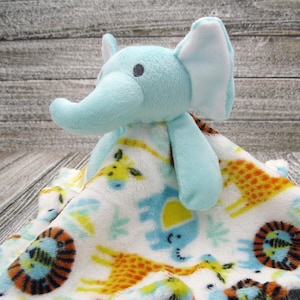 Personalized Elephant Baby Lovey Elephant Plush Blankie Personalized Security Blanket Stuffed Animal Blanket Plush Baby Elephant Toy