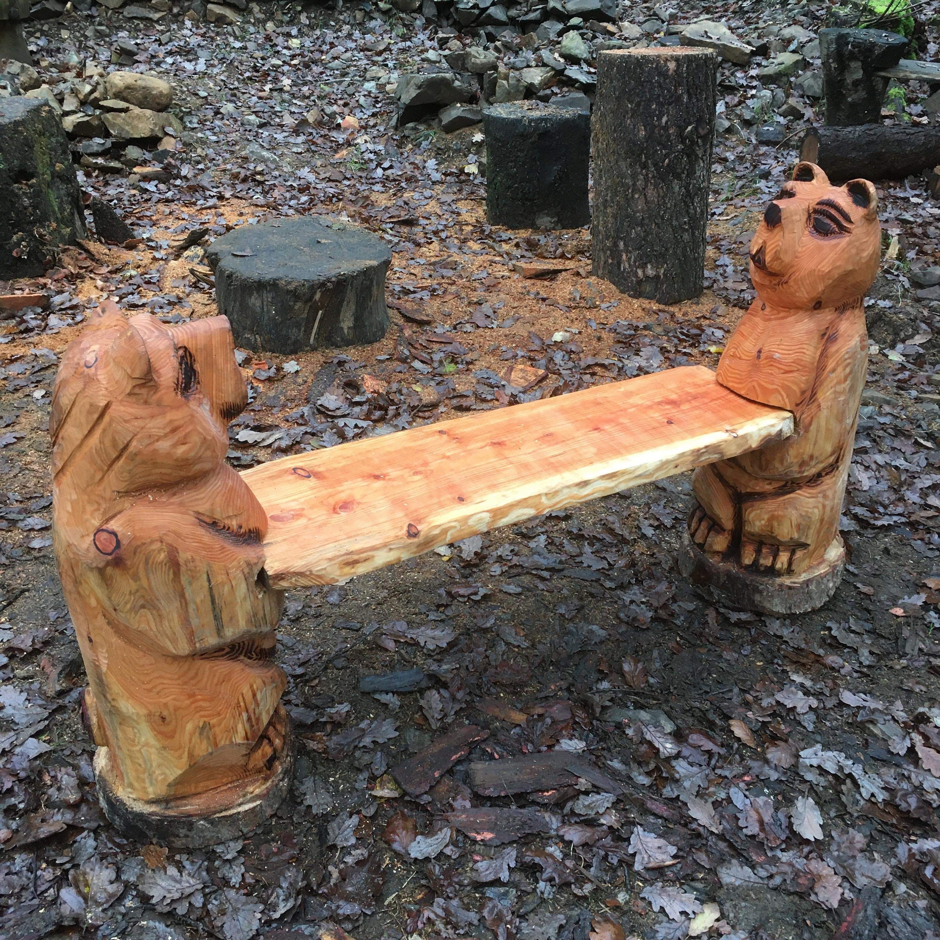Chainsaw Carved Bear Bench - Etsy