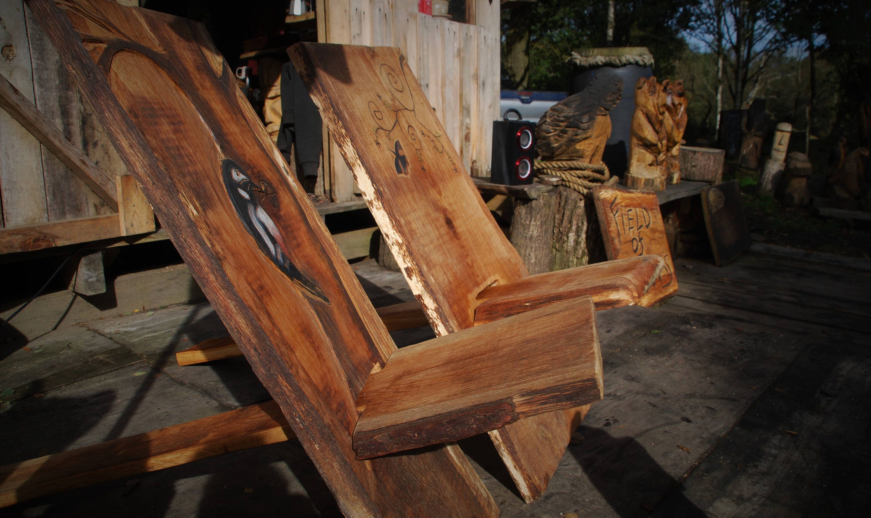 Hand Carved Viking Chairs Stargazing Chairs With Original Art Etsy UK