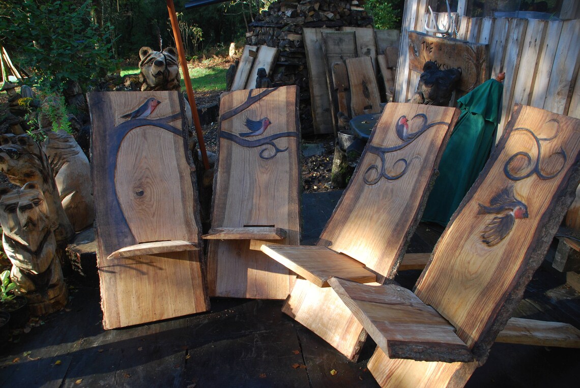 Hand Carved Viking Chairs Stargazing Chairs With Original Art Etsy UK
