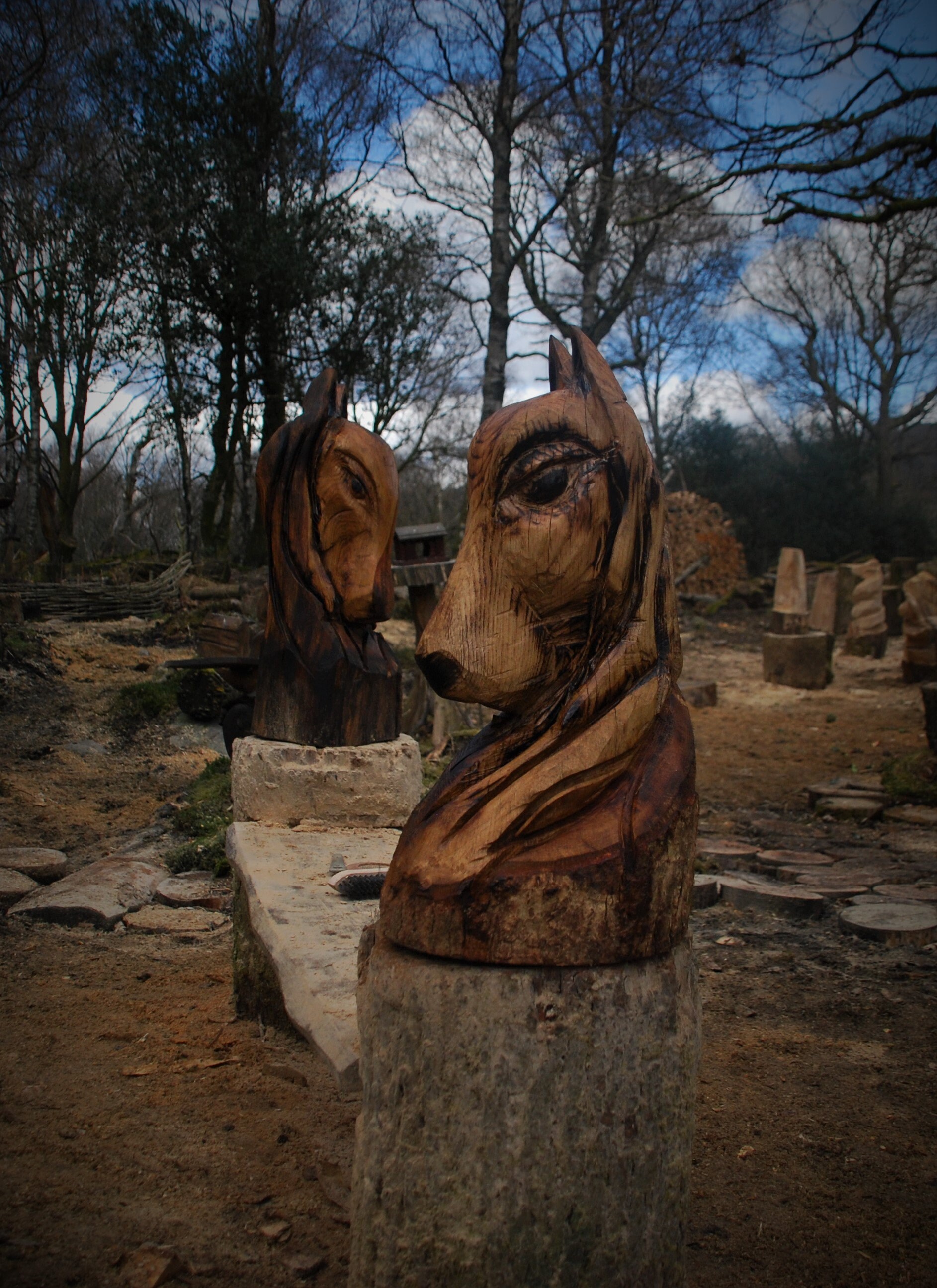 Chainsaw Carved Sculpture Horses Head Etsy