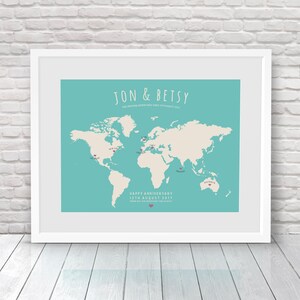 Travel Map, Personalised World Map, Places Where We've Been Map, Custom Travel Map, Where We Met Map, Our Life Journey Map, Map your travels image 2
