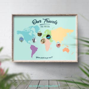 Photo map, Travel Map Photo, Photo Collage, Gift for travellers, World Travel Map, Personalised travel map, Holiday map, Vacation Photos image 2