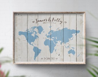 Map Poster Wedding Guest Book, Alternative Guestbook, Travel Memory Poster Travel Wedding, World Map, Rustic Wedding Decor, Places Been Map