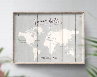 Grey Wedding Theme, Guest book map, Alternative Wedding Guest Book, Rustic Wedding Map, Personalised World Travel Map, Wood style, Custom