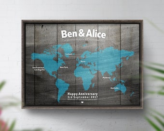 World Map Poster, Travel Bucket List Map, Wood Look Poster, Personalised Travel Map, 1st Anniversary Gift, 40th Birthday, Places Been Map