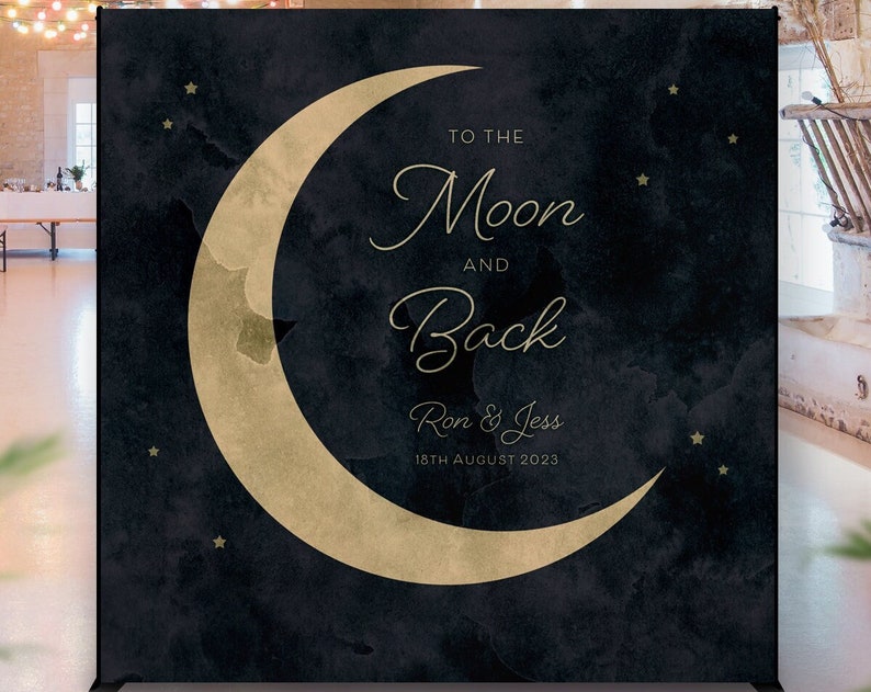 Celestial Backdrop Moon Stars Wedding Banner Starry Night Wedding Sign Galaxy Navy Astronomy Space Universe Unique Wedding