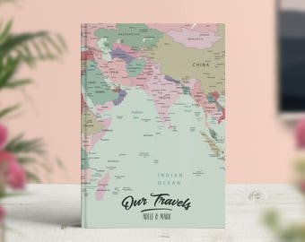 Personalised Birthday Gifts, Personalised Anniversary Gift, 40th birthday, Custom map notebook, Travel journal, Couples Gift, Keepsake book