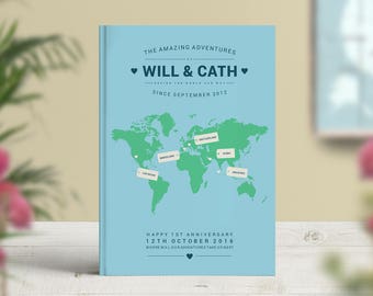 Travel Journal Personalised, 1st anniversary gift, bucket list journal, Best Selling Notebook, Graphic Designer, No Ordinary Emporium
