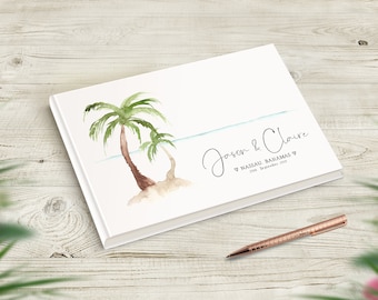 Beach Wedding Guest Book, Travel Theme Guestbook, Destination Wedding, Tropical Wedding Decor