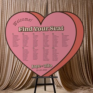 Heart Shaped Seating Chart for an Offbeat Wedding, Retro and Groovy Table Plan