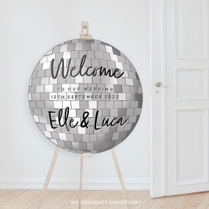 Disco Ball-Style Welcome Sign, Birthday Party Sign, Let's Dance Roller Disco, Birthday Boogie, Disco Party Sign, Wedding Engagement Decor