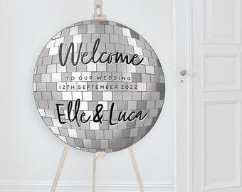 Disco Ball-Style Welcome Sign, Birthday Party Sign, Let's Dance Roller Disco, Birthday Boogie, Disco Party Sign, Wedding Engagement Decor