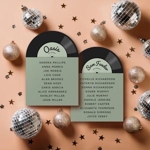 Music Theme Seating Chart Cards, Record Wedding Table Plan, Favourite Bands Wedding Seating Plan Cards, Hanging Table Cards, Hang Up