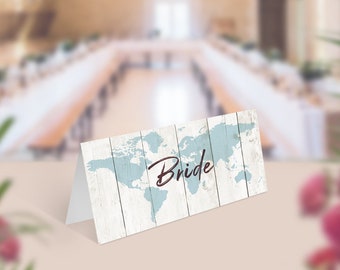 Travel Theme Wedding Place Cards, Wedding Place Names, Rustic Place Names, Wood image, Boho Table Decor, Destination Name, Tent Name Cards