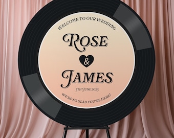 Personalised Vinyl Record Sign, 70s Wedding Rock And Roll Album