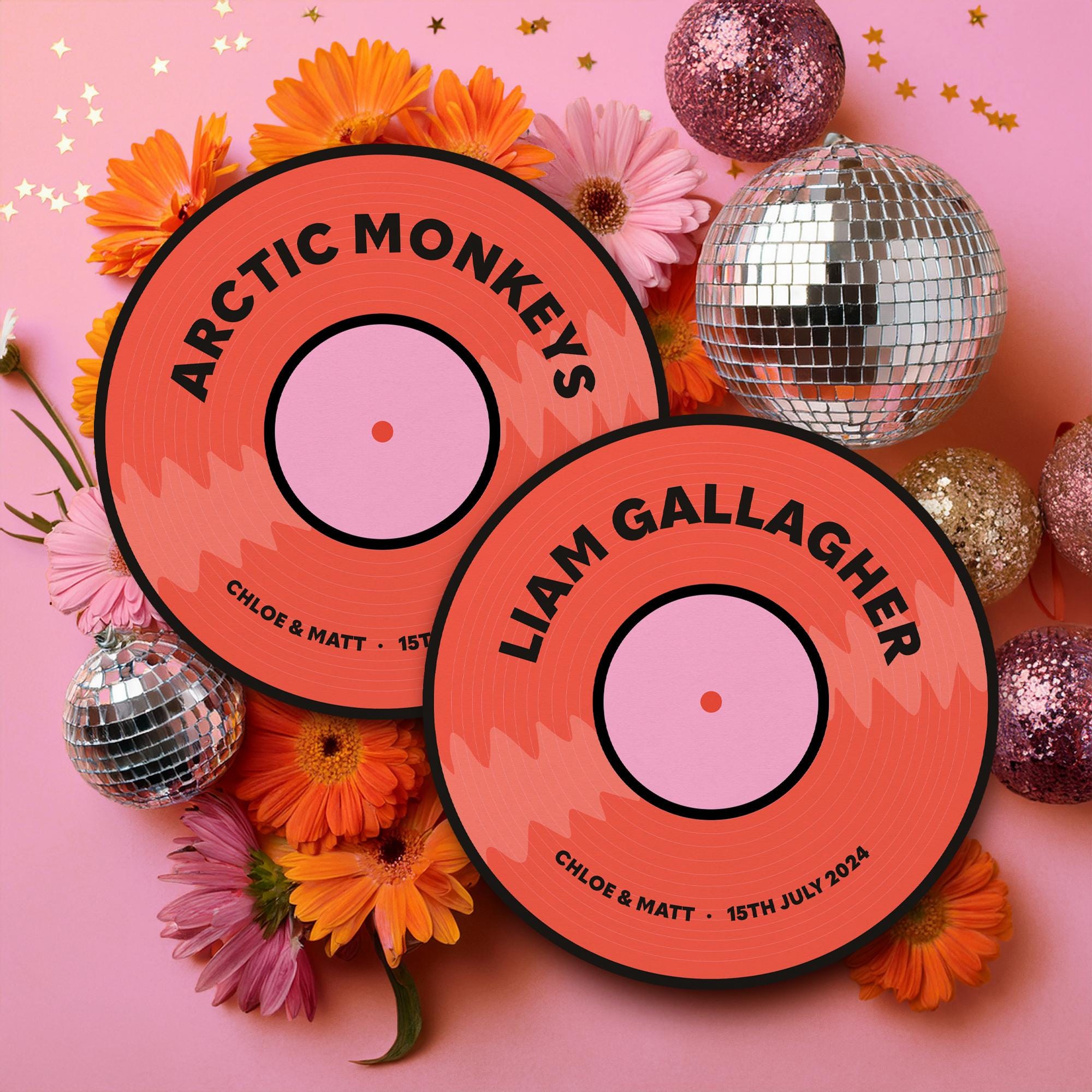 Fun Record Table Names, Alt Wedding Table Numbers, Colourful Rock N ...