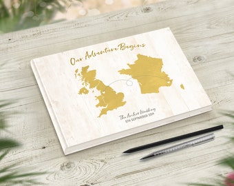 Gold Wedding Guest Book, Travel Theme Wedding, Custom Map Guestbook, Travel Wedding Decor, Wanderlust Themed Location, Adventure World