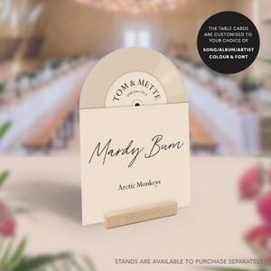 Record Table Cards, Music Theme Wedding Table Names, Vintage Vinyl Style Cards, Songs Artist Rock Arched Table Numbers, Unique Wedding Decor