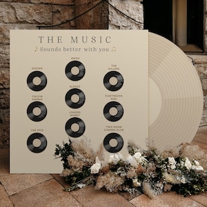 Large Vinyl Record Seating Chart, Music Sounds Better Wedding Table Plan