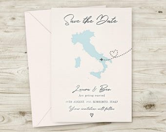 Save The Date Destination Wedding, Any Country Map, Italy Wedding, Croatia Wedding, Cyprus Wedding Save The Date, Italian Wedding Invitation