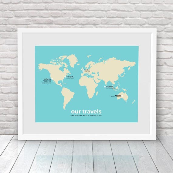 Our adventure map, Our journey map, Couples travel map, Going traveling gift, Gap year gift, Family travels gift, Moving country gift
