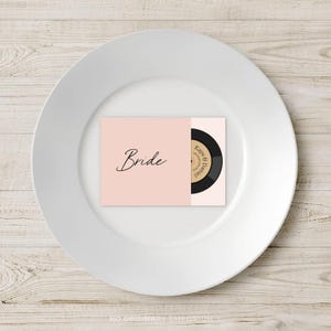 Vinyl Record Wedding Place Cards, Music Theme, Custom Guest Names