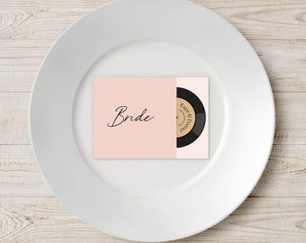 Music Guest Place Cards, Music Theme Wedding, Wedding Place Cards, Disco Wedding Decor, Vinyl Record Wedding Place Names, Escort Cards