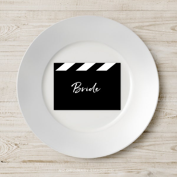 Movie Theme Wedding Place Cards, Film Wedding Guest Cards, Cinema Hollywood Film Lovers, New York Wedding Movie Quotes Clapper Vintage Retro