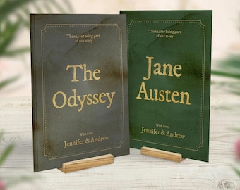 Book Themed Wedding, Table Name Cards, Bookish Wedding, Favourite Novel Table Names, Antique Literary Theme Wedding, Authors Titles Poetry