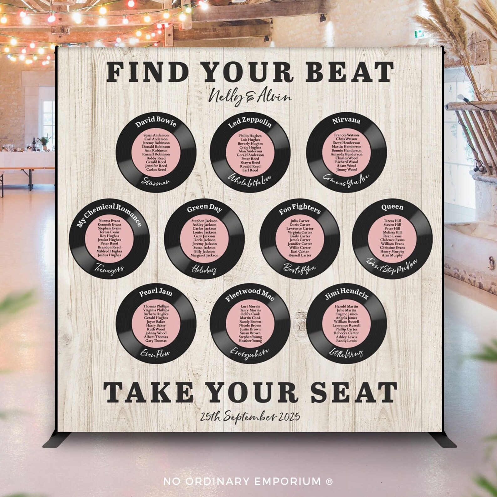 Seating Song Names Record Seating Chart Sign: Music Theme Wedding Table Plan Banner - Etsy