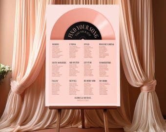 Vinyl Record Wedding Seating Chart: Music Theme Table Plan