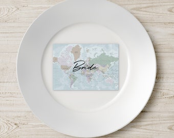 Wedding Place Names, Map Escort Cards, Vintage Travel Theme Wedding, World Map Place Cards, Retro Wedding Decor, Rustic Themed Wedding