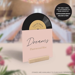 Record Table Cards, Music Theme Wedding Table Names, Vintage Vinyl Style Cards, Songs Artist Rock Arched Table Numbers, Unique Wedding Decor