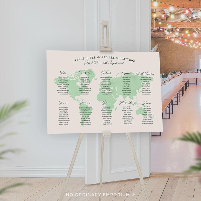 Travel Theme Seating Chart, Destination Wedding Table Plan afbeelding 8