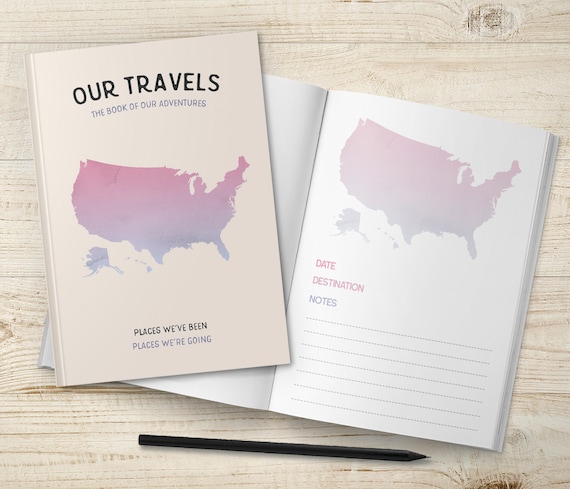 Diario di viaggio personalizzato USA, quaderno di viaggio su strada,  pianificatore di viaggio degli Stati Uniti, libro della lista dei desideri  di viaggio, regalo di viaggio per coppie, viaggiatore, unico 