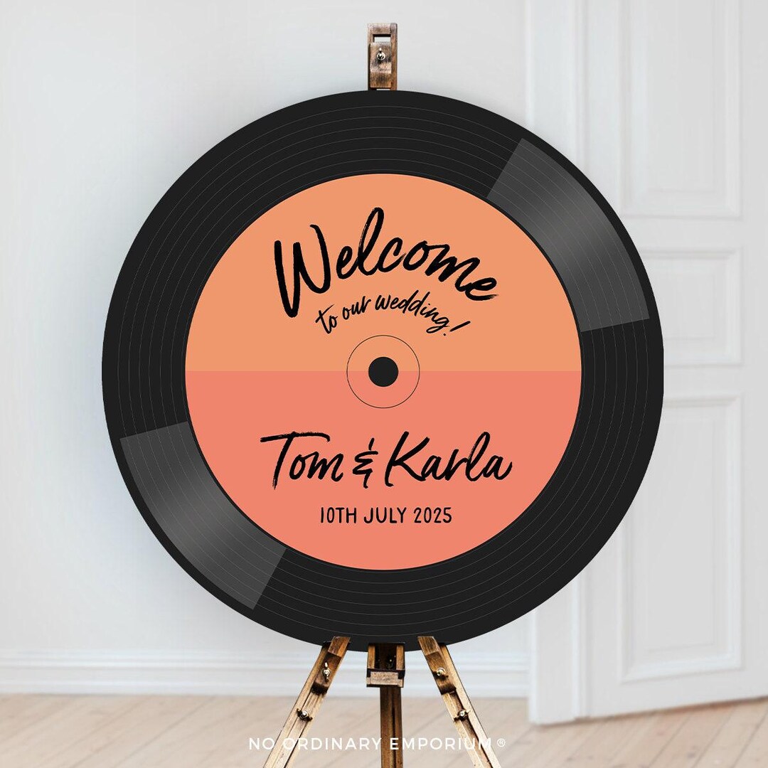 Weeks Ashley Borden Foam Roller Record Shape Welcome Sign, Round