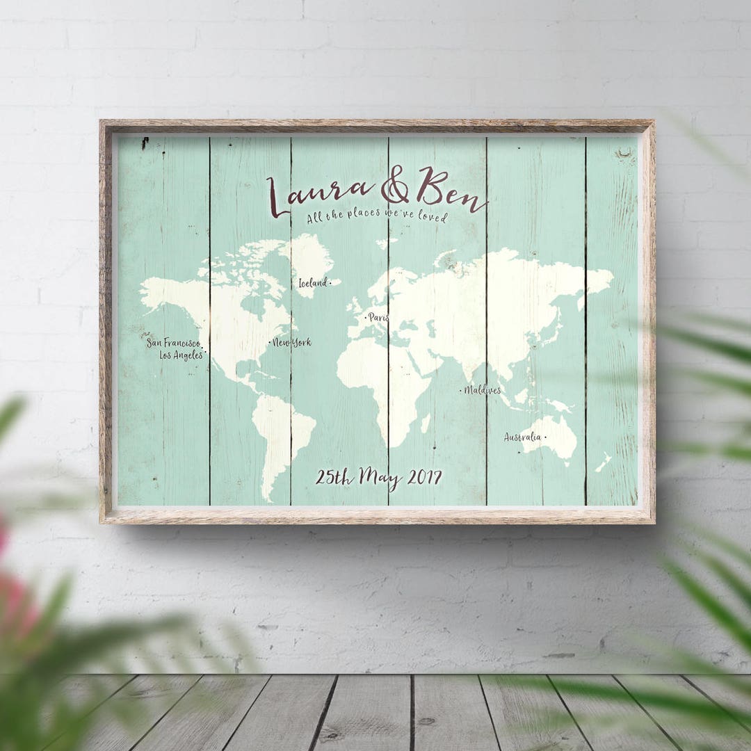 Wedding Guest Book Map, Wood Look Poster, World Map Print, Travel Theme ...