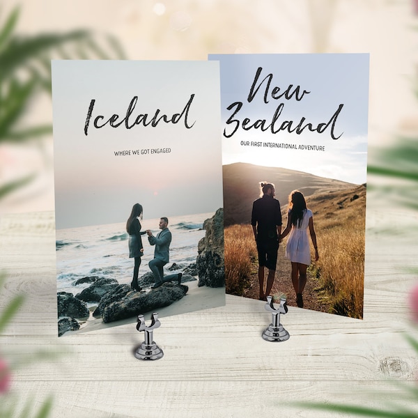 Photo Table Cards, Where Engaged, First Date, Travel Couple, Custom Table Names, Travel Theme Wedding Decor, Travel Centrepiece