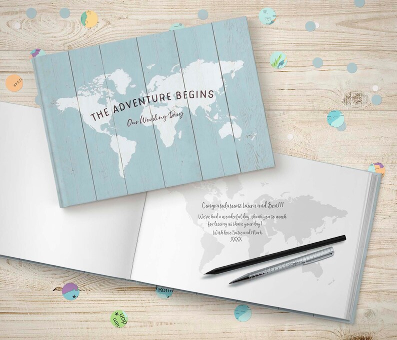 Wedding Guest Book Travel Theme Wedding Blue Guestbook Etsy UK