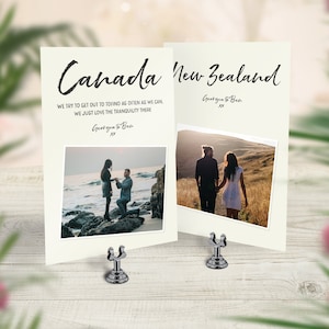 Table Cards with Photos, Where Engaged, First Date, Travel Couple, Custom Table Names, Travel Theme Wedding Decor, Travel Centrepiece