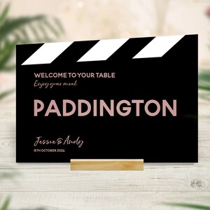 Film Theme Wedding, Retro Table Numbers, Hollywood Theme, Movie Wedding Table Name Cards, Cinema Decor, Centrepiece, Unique Wedding Decor image 3