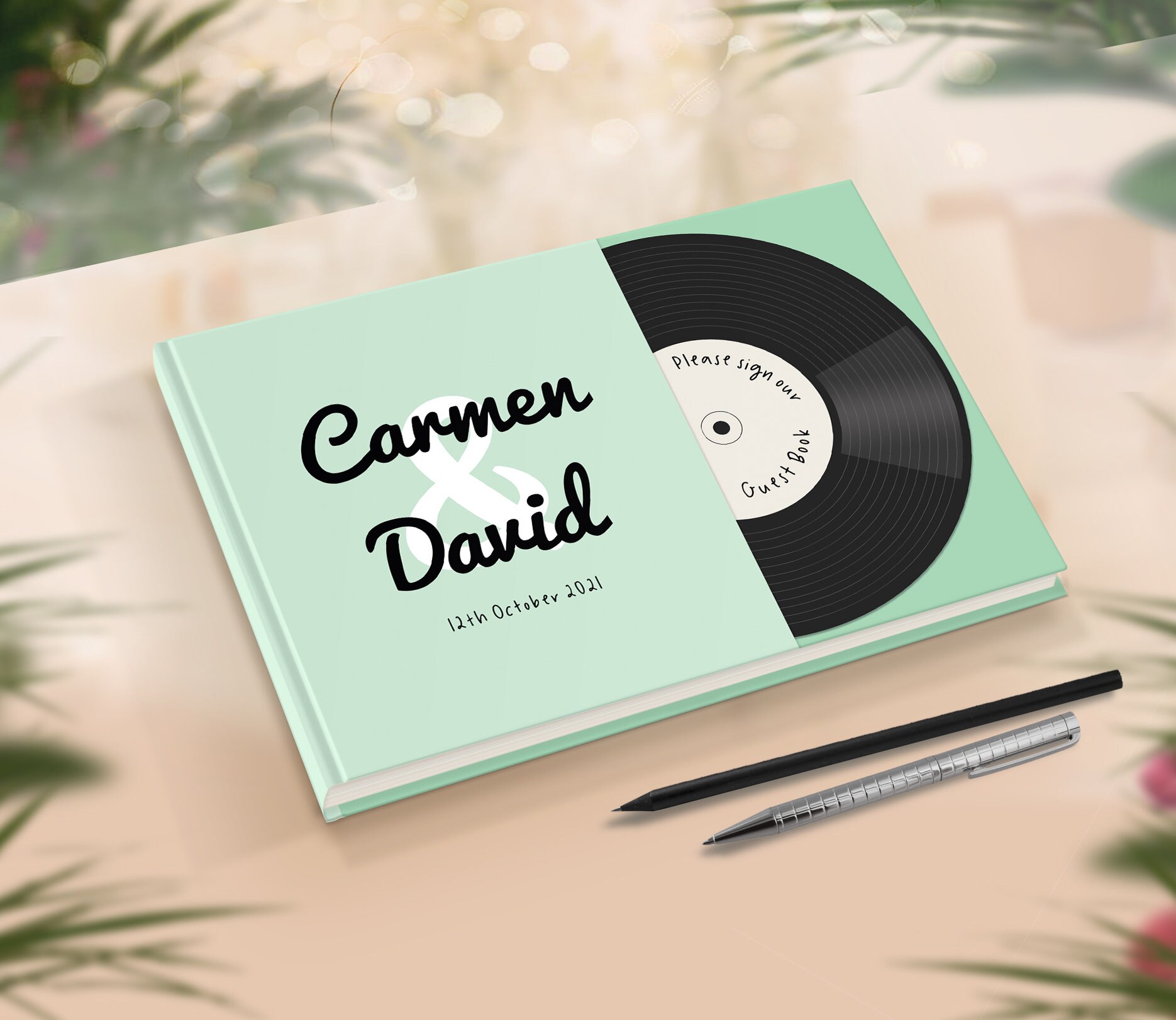 Record Guest Book Music Theme Wedding Festival Wedding Etsy